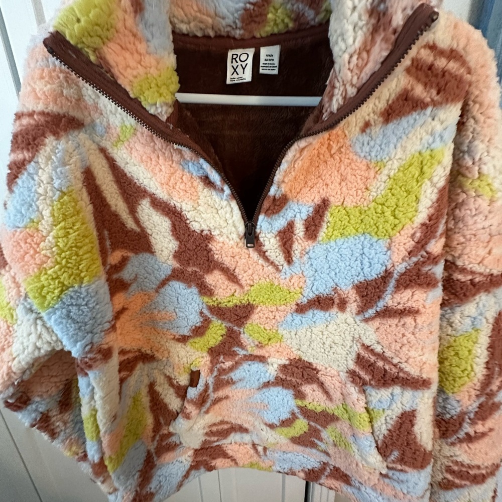 Roxy Brown and Yellow Fleece Pullover